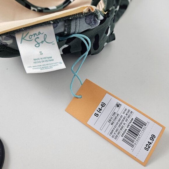 Kona Sol Womens Small Green Leopard Tankini Removable Straps Sweetheart Neckline - Picture 10 of 11